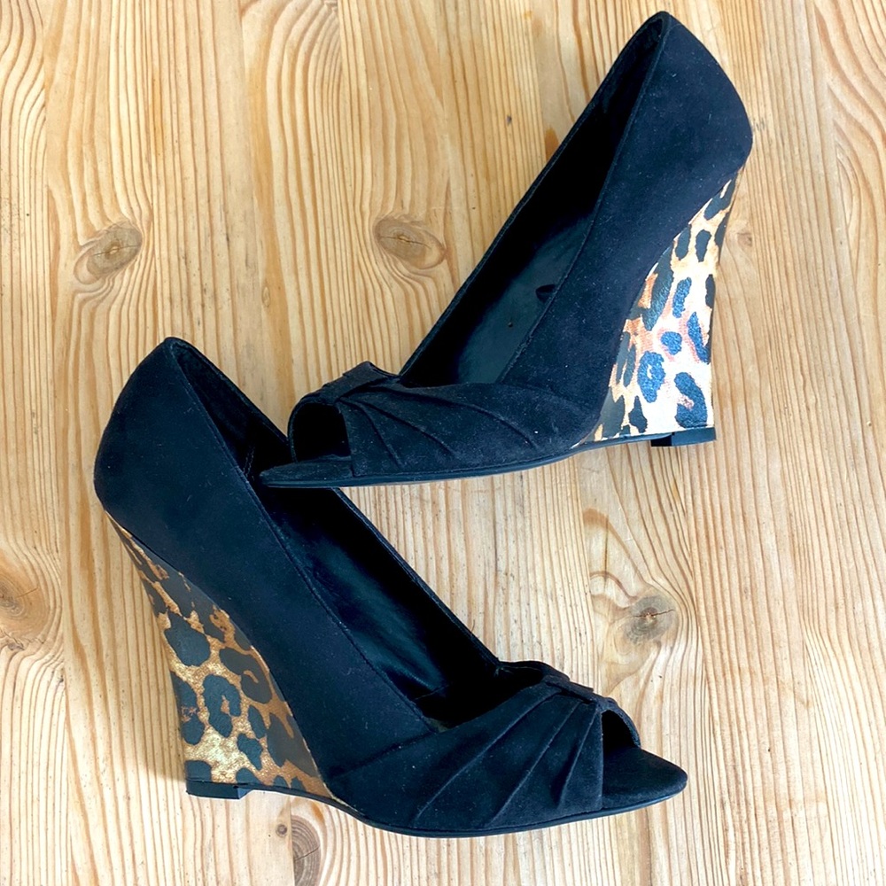 High heeled open toe wedges